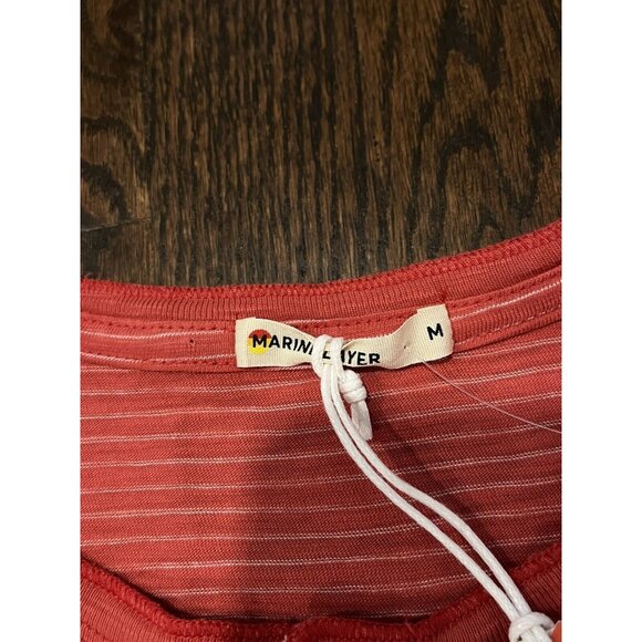 NWT Marine Layer SS Slub Henley Striped Tee Shirt Baked Apple Red Mens Sz M - Picture 3 of 8